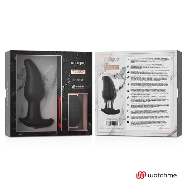 Watchme control remoto plug anal vibrador con rotación de perlas amadeus
