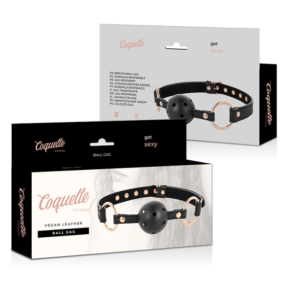 Coquette fantasy mordaza transpirable cuero vegano