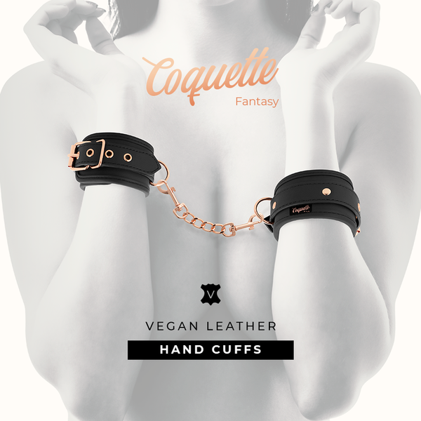 Coquette fantasy esposas para manos cuero vegano con forro de neopreno