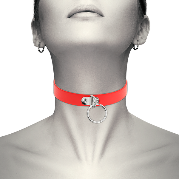 Coquette collar cuero vegano rojo accesorio woman fetish