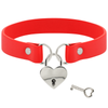 Coquette collar cuero vegano rojo accesorio corazón con llave