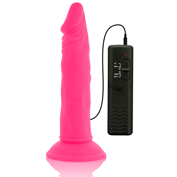Diversia dildo realístico flexible con vibración rosa 23 cm o 4.3 cm