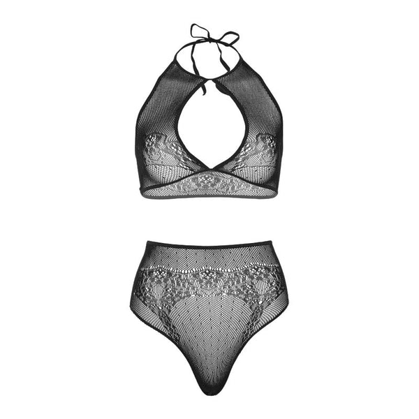 Leg set dos piezas top corto cuello halter y tanga talla única