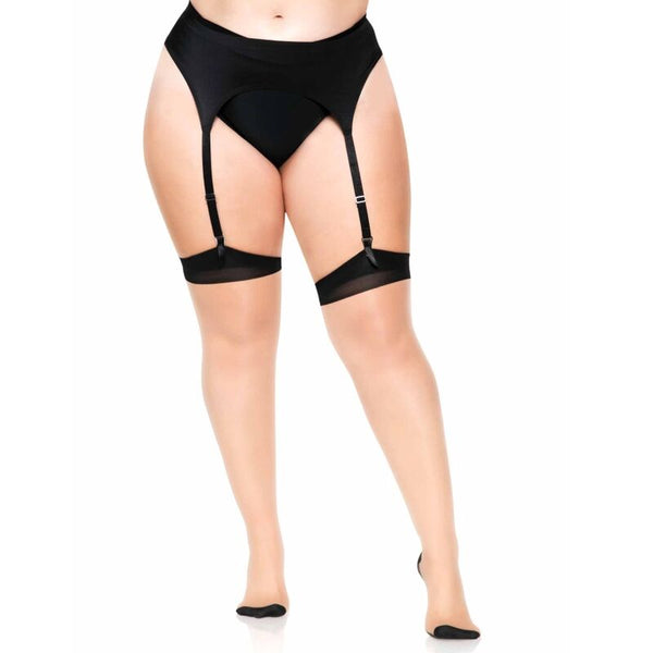 Leg medias nude con tacon cubano y costura trasera plus