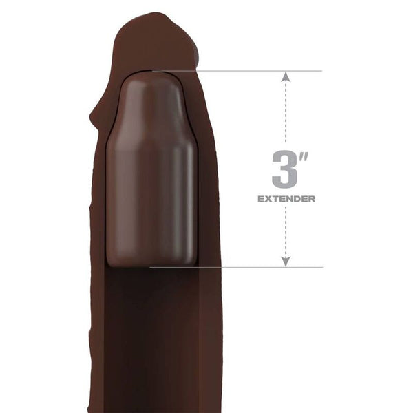 Funda para el pene Pipedreams 22,86 cm con plug de 7,62 cm marrón