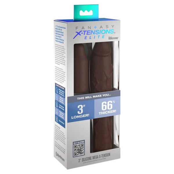 Funda para el pene Pipedreams 22,86 cm con plug de 7,62 cm marrón