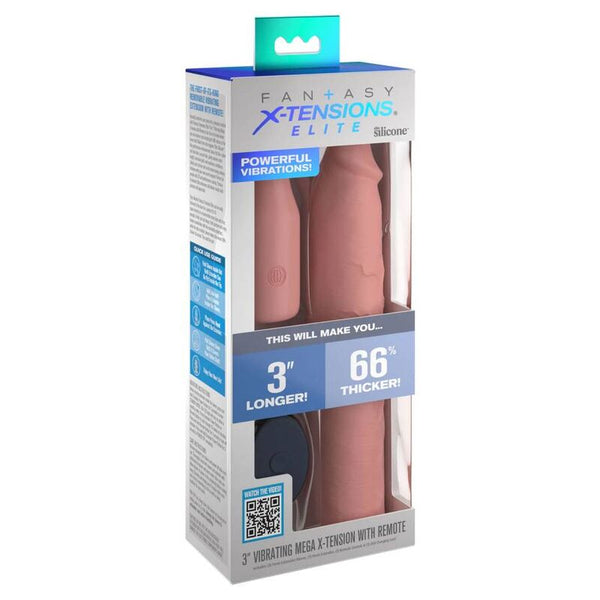 Funda para el pene Pipedreams 22,86 cm con plug de 7,62 cm y control remoto tono piel
