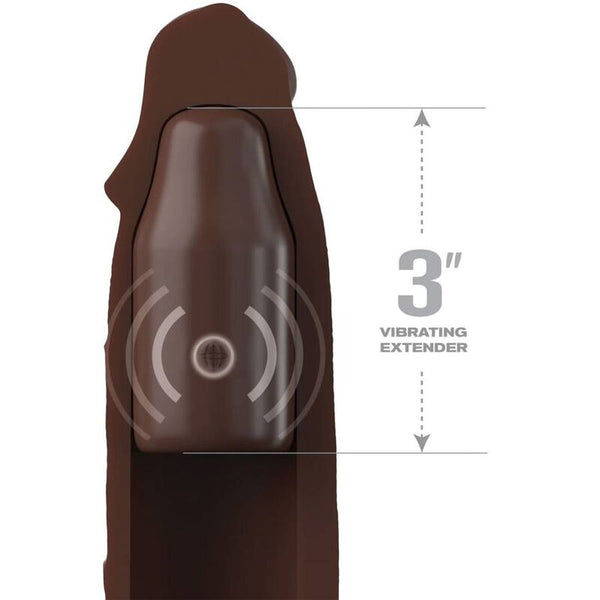 Funda para el pene Pipedreams 22,86 cm con plug de 7,62 cm y control remoto marrón