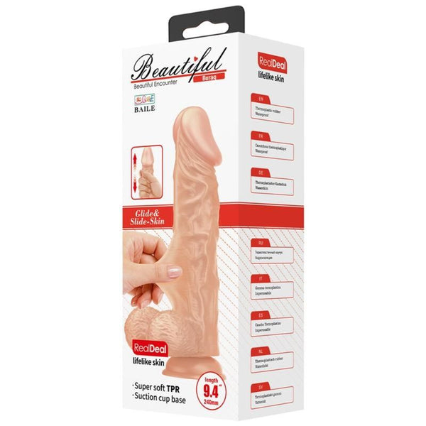 Baile beautiful encounter buraq dildo realístico flexible 24 cm natural