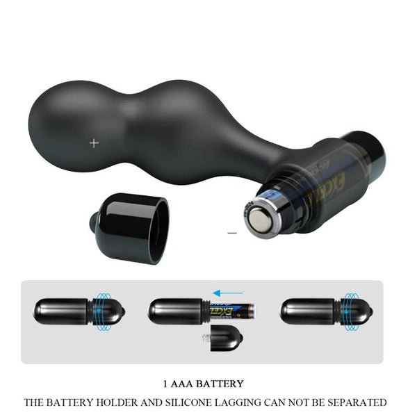 Plug anal vibrador de silicona negro
