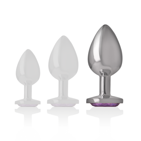 Intense plug anal metal aluminio con cristal violeta talla l