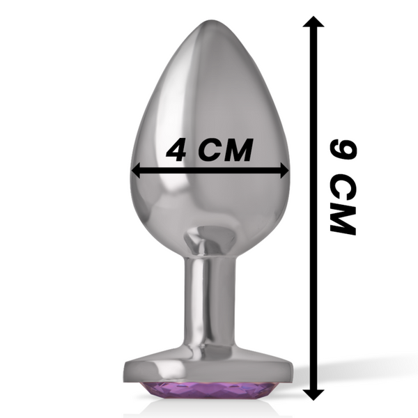 Intense plug anal metal aluminio con cristal violeta talla l