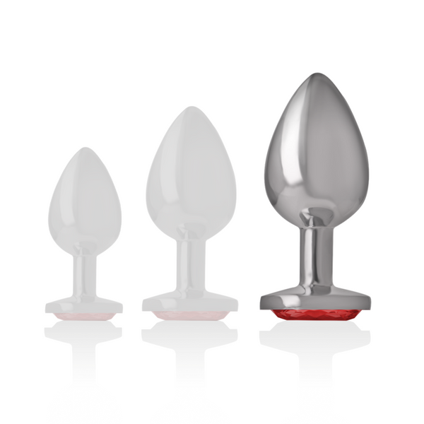 Intense plug anal metal aluminio con cristal rojo talla l