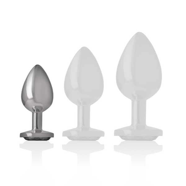 Intense plug anal metal aluminio con cristal negro talla s