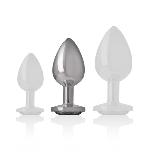 Intense plug anal metal aluminio con cristal negro talla m