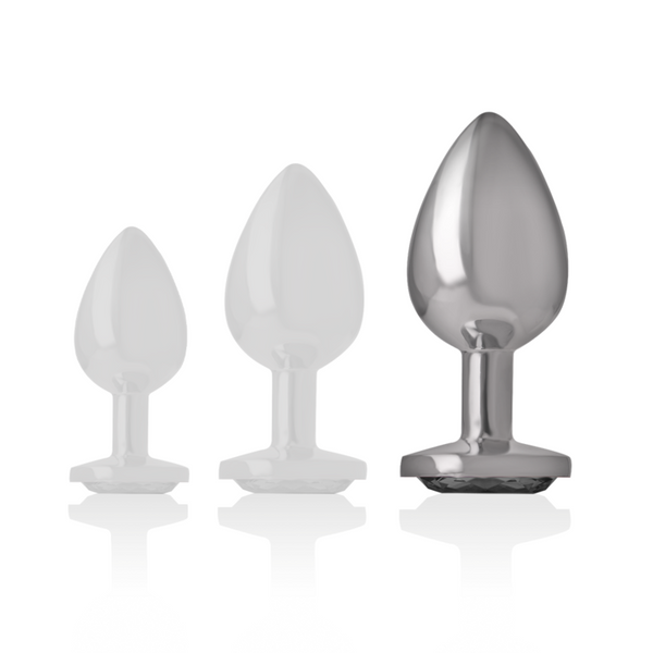 Intense plug anal metal aluminio con cristal negro talla l