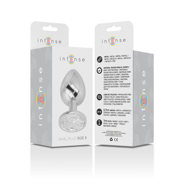 Intense plug anal metal aluminio con cristal plata talla s