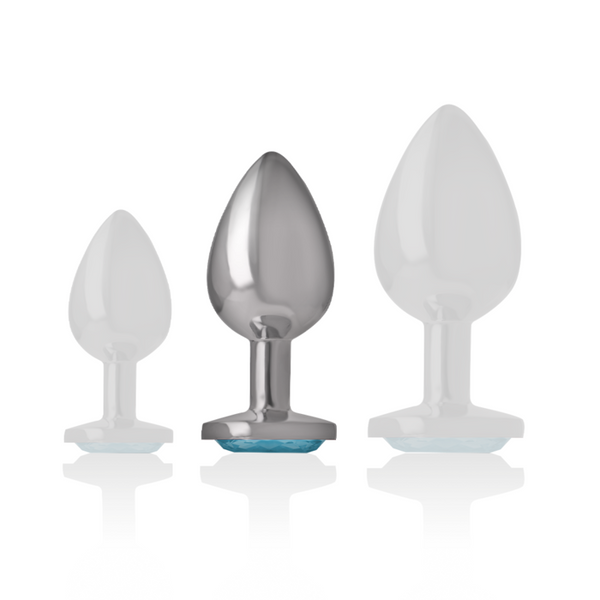 Intense plug anal metal aluminio con cristal azul talla m