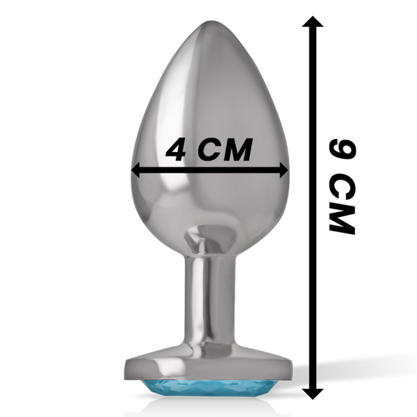 Intense plug anal metal aluminio con cristal azul talla l