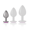 Intense plug anal metal aluminio con cristal rosa talla s