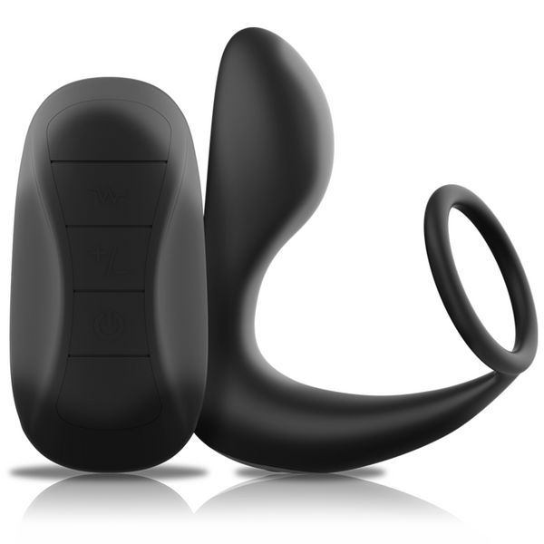 Masajeador anal con control remoto de silicona recargable negro