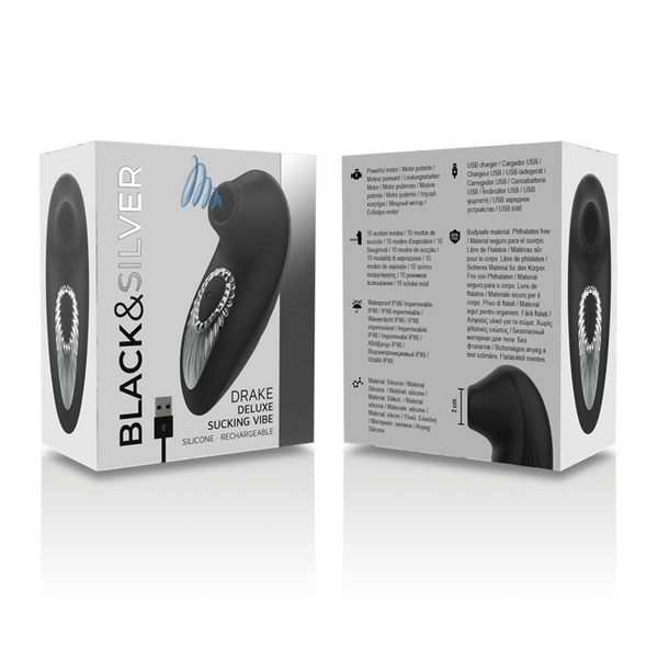 Succionador de clítoris Drake Deluxe de silicona recargable negro