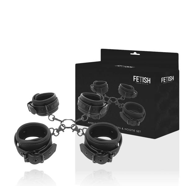 Fetish set esposas manos y tobillos con forro de neopreno