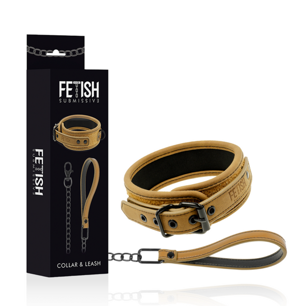 Fetish collar con cadena con forro de neopreno 2