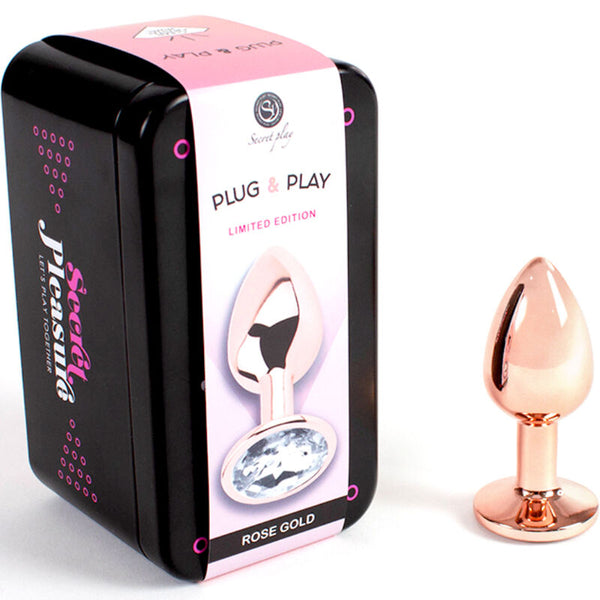 Plug anal de metal Secretplay oro rosa talla S 7 cm