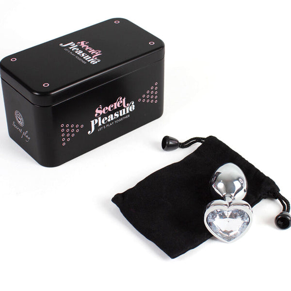 Plug anal de metal Secretplay con corazón transparente talla S 7 cm