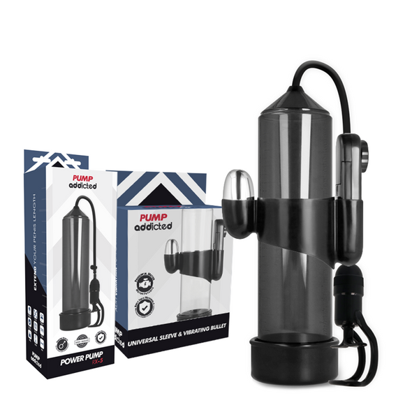 Bomba erección rx5 negro con vibrador