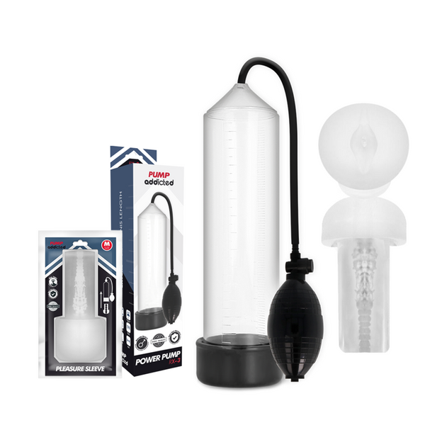 Pump rx3 bomba erección clear con masturbador