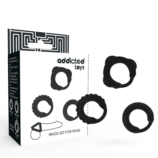 Addicted set 3 anillos pene negro
