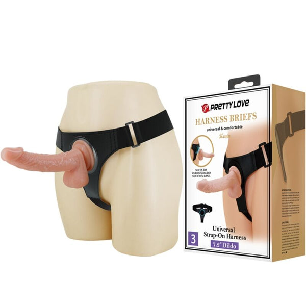 Pretty harness briefs arnés universal con dildo kevin 19 cm natural