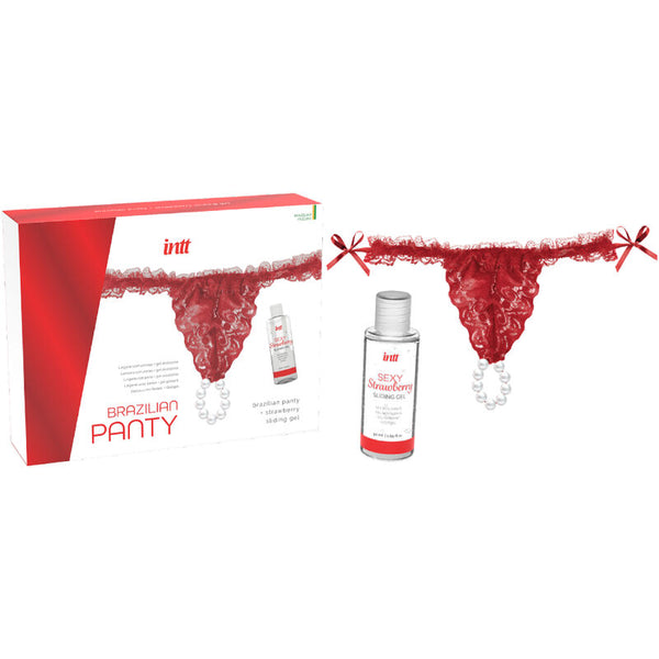 Intt braga brasileño roja con perlas y gel lubricante 50 ml