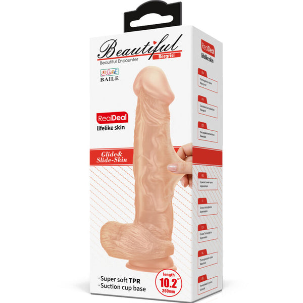 Baile beautiful encounter bergrisi dildo realístico flexible 26 cm natural