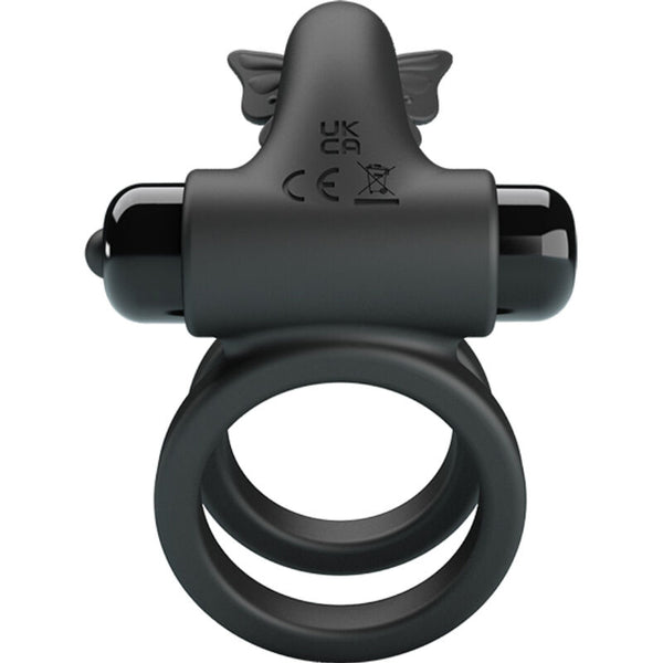 Doble anillo vibrador con estimulador negro