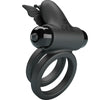 Doble anillo vibrador con estimulador negro