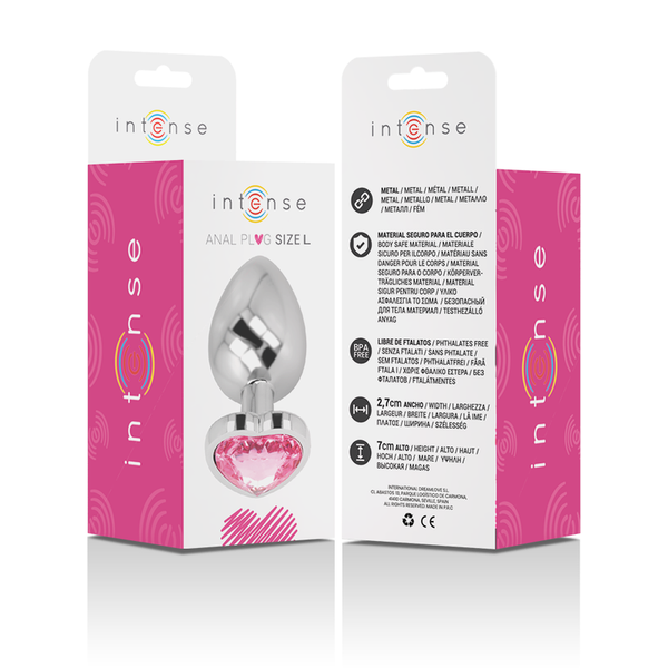 Intense plug anal metal aluminio corazón rosa talla l