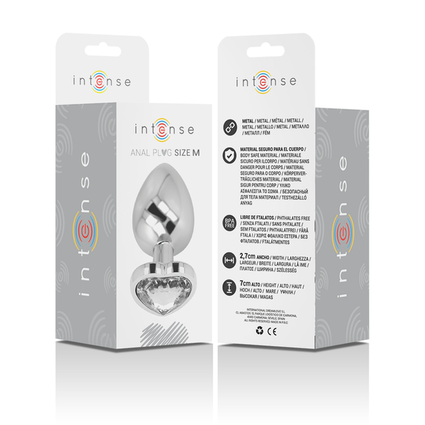 Intense plug anal metal aluminio corazón blanco talla m