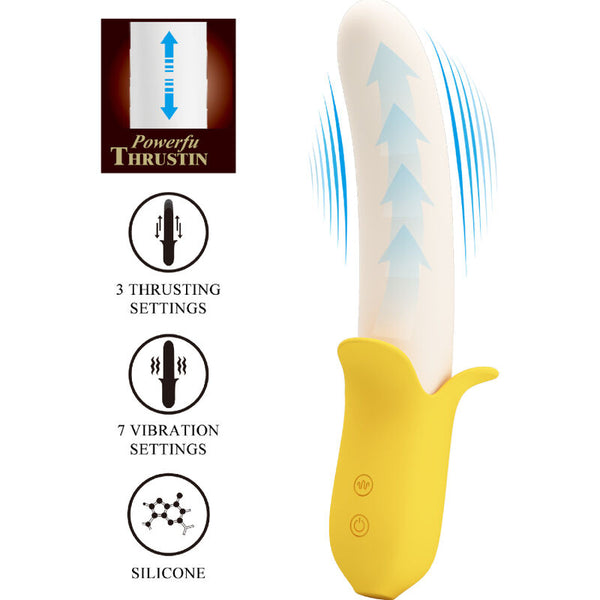 Pretty banana geek super power 7 vibraciones movimiento arriba y abajo silicona negro