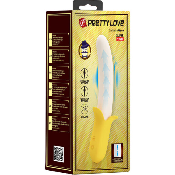 Pretty banana geek super power 7 vibraciones movimiento arriba y abajo silicona negro