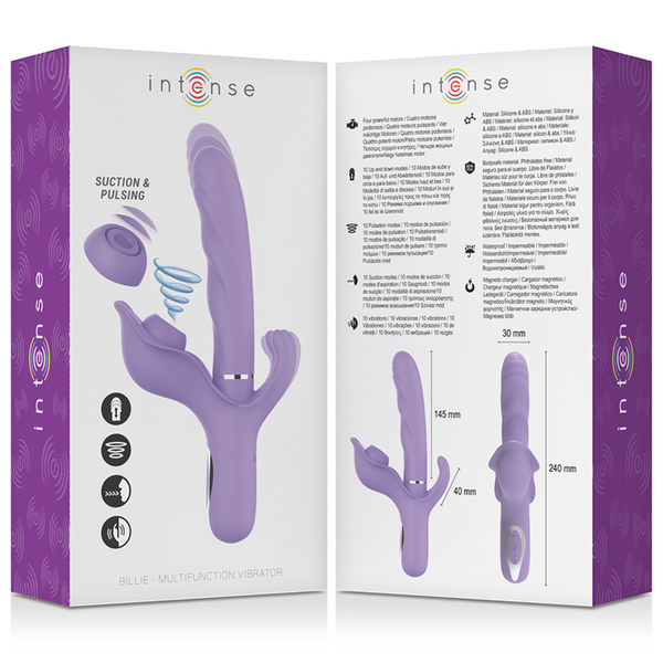 Billie vibrador multifunción recargable succionador con pulsador morado