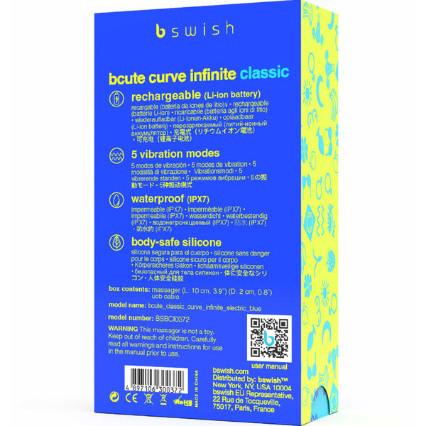 Bcute curve infinite classic vibrador recargable silicona azul