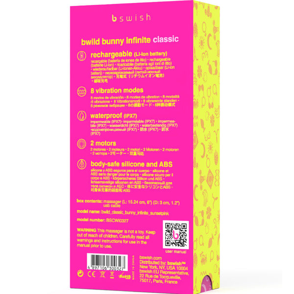 Bwild bunny infinite classic vibrador recargable silicona rosa