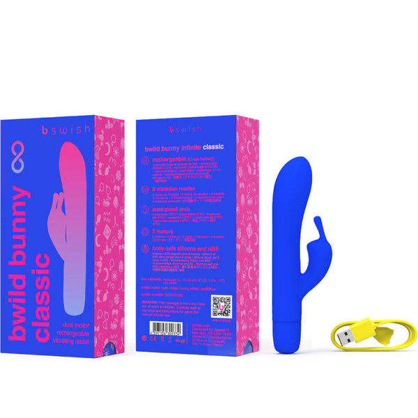 Bwild bunny infinite classic vibrador recargable silicona azul
