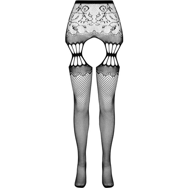 Passion s027 medias con liguero blanco talla única