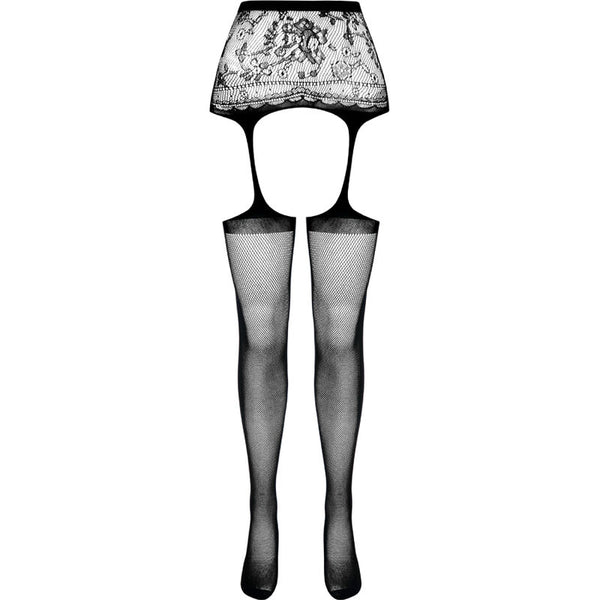 Passion s028 medias con liguero blanco talla única
