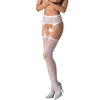 Passion s028 medias con liguero blanco talla única