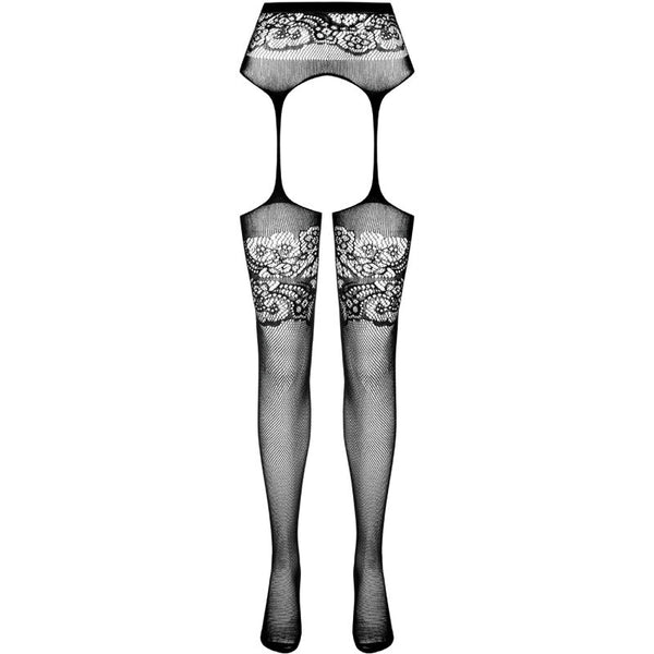 Passion s029 medias con liguero blanco talla única
